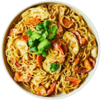 Gebratenen Nudeln mit Hühnerfleisch