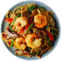 Gebratenen Nudeln mit Garnelen Wok