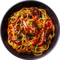 Gebratenen Nudeln und Rindfleisch Wok